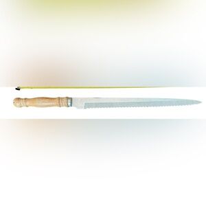 🔪✨ Sir Lawrence Stainless Knife Taiwan 16” Vintage Wood Handle Serrated Blade ✨🔪